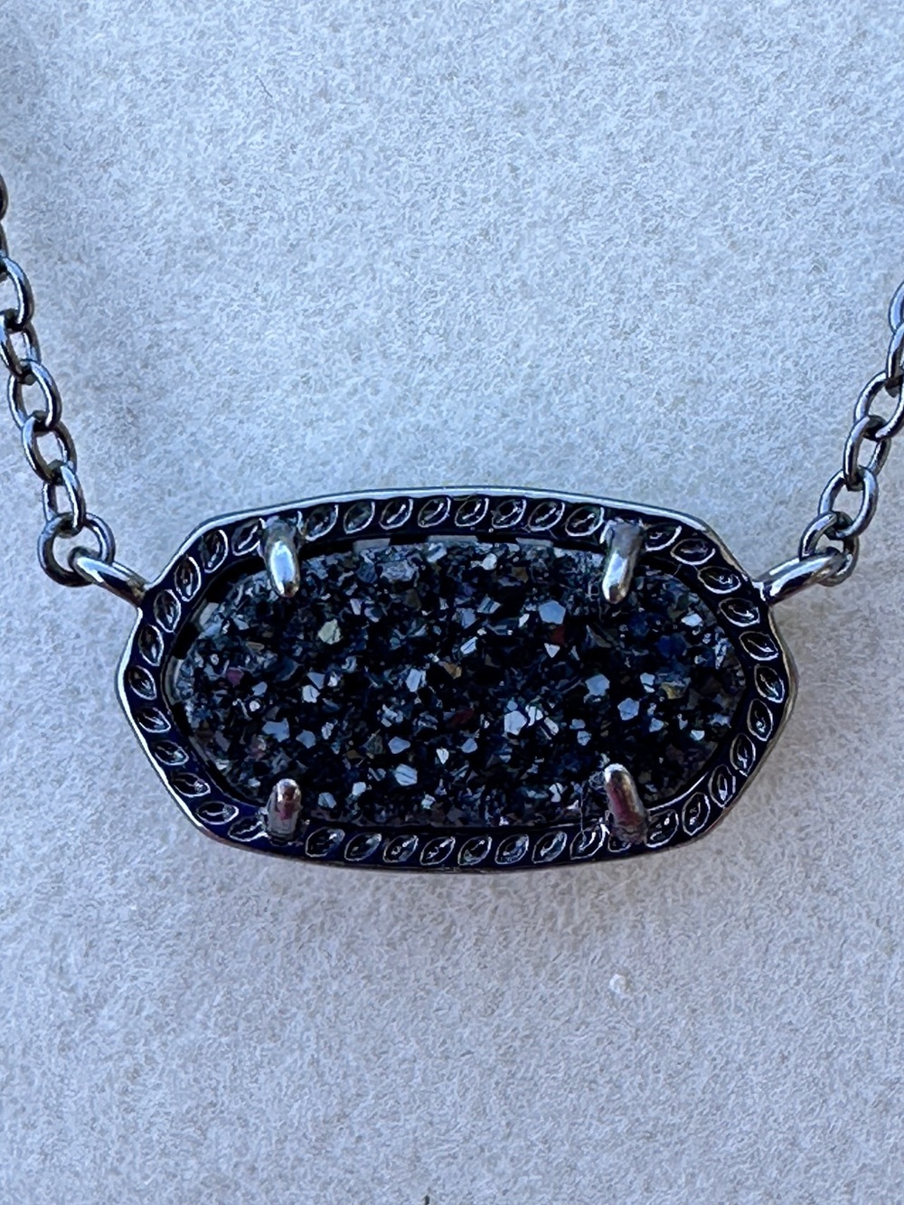 Kendra Scott Black Druzy Oval Pendant Necklace